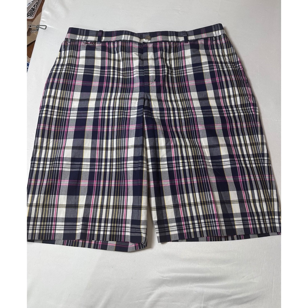 Lauren Active Ralph Lauren Plaid Shorts Womens 14 Navy Pink Yellow Cotton Golf